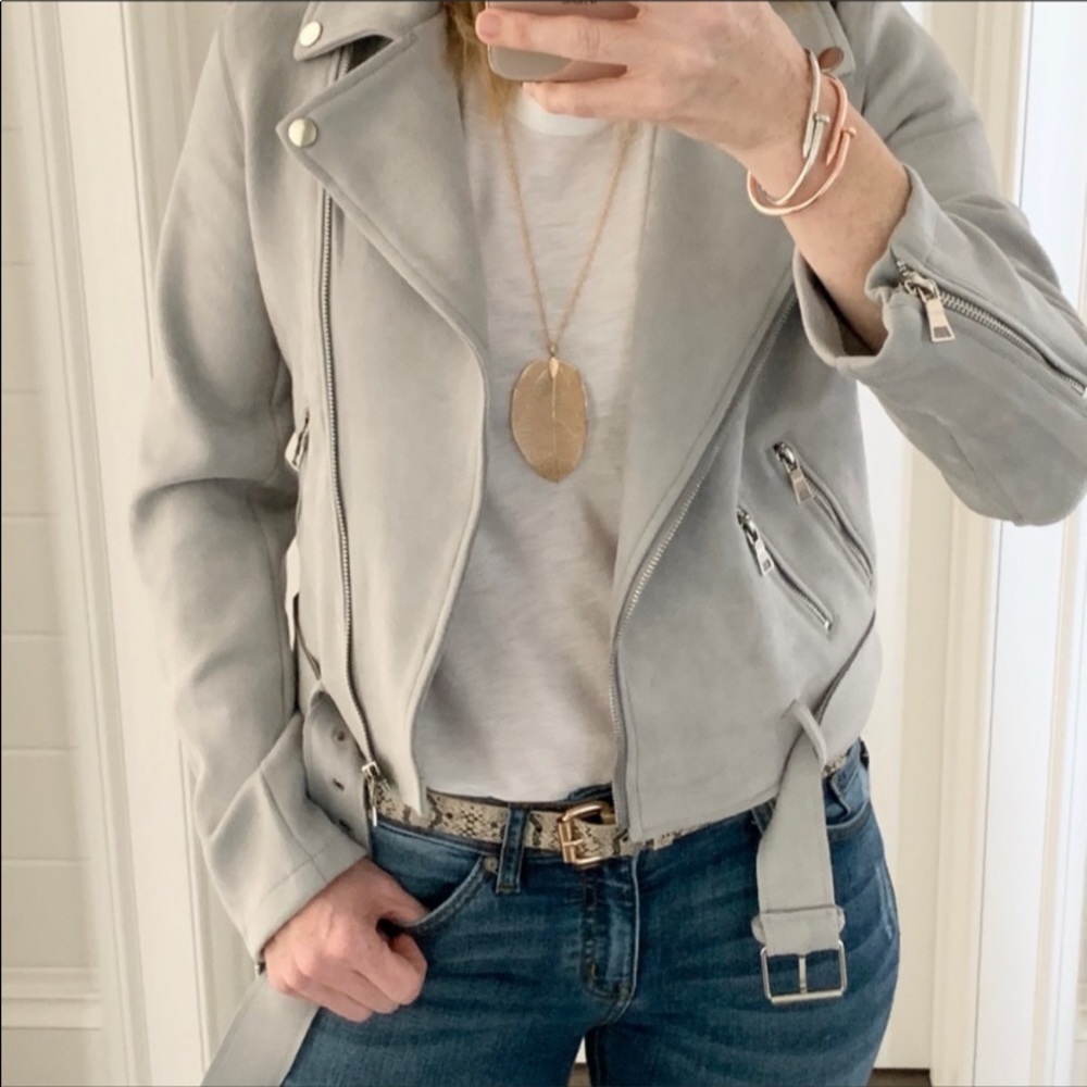 Biker jacket in grey with cute detailing NWT